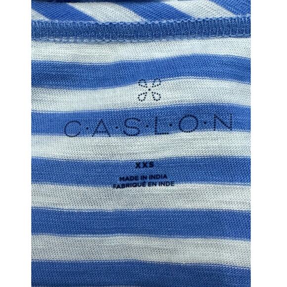 Caslon T-Shirt Scoop Neck Short Sleeves Comfortable Striped Blue White XXS NWOT - Picture 7 of 8